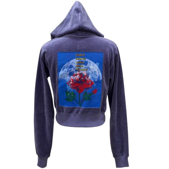 Boys Lie Let It Grow Velour Zip -up Hoodie In Purple - Picture 4 of 9